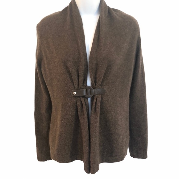 Fenn Wright Manson brown cashmere sweater with brown faux leather front belt - Picture 1 of 6